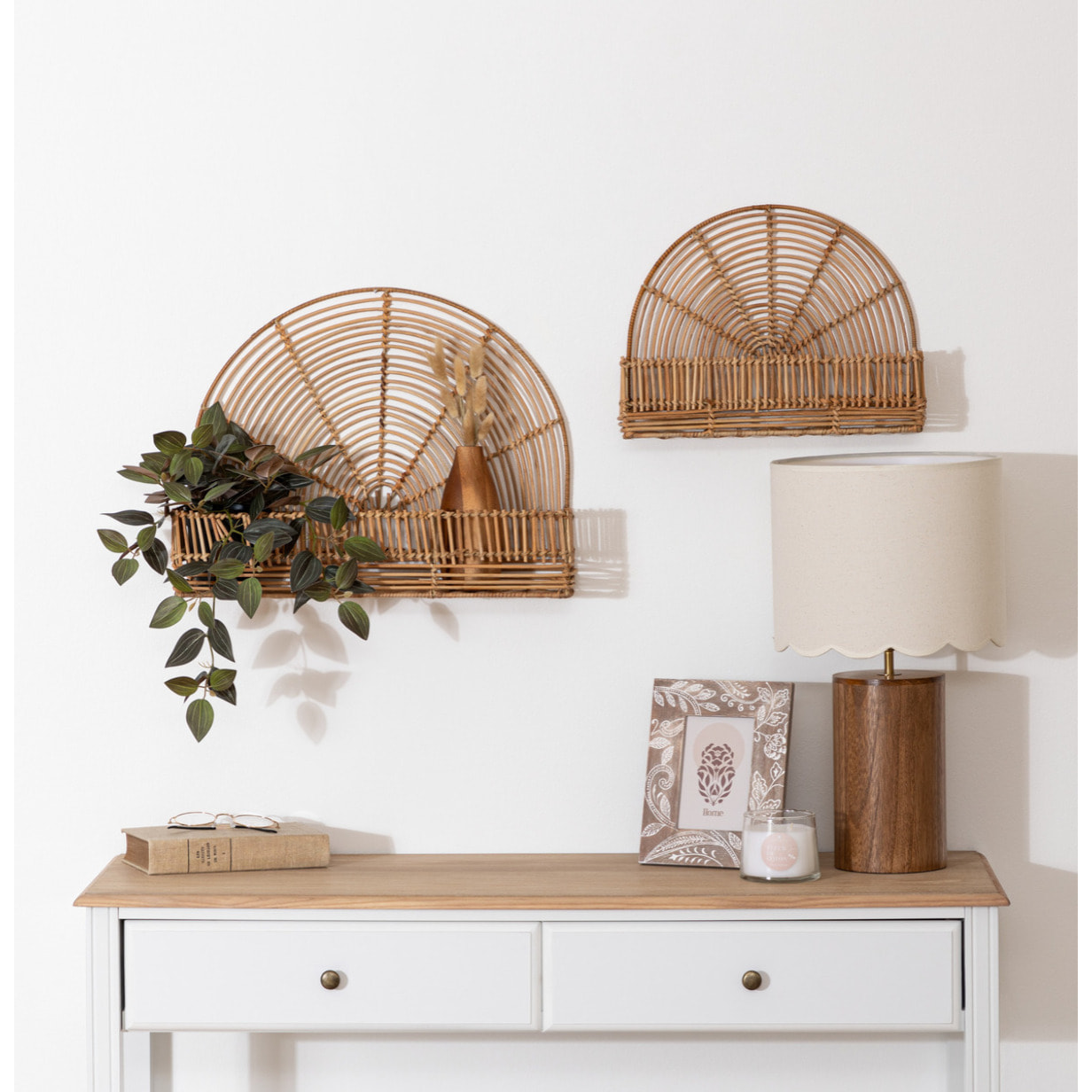Set de 2 étagères murales "Wonder" - rotin