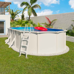 Piscine hors sol acier ovale 6,10 x 3,65 x 1,32 m blanche SAPHIR