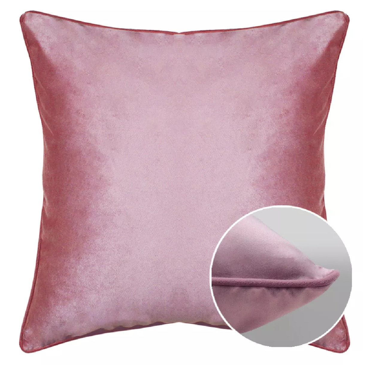 Housse de coussin polyester anti tache uni Velours uni blush-rose