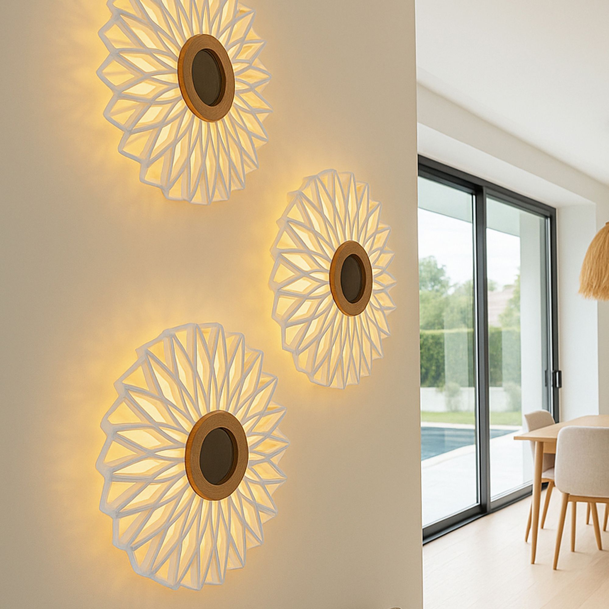 Applique en tissu blanc cassé avec miroir 40cm MATAHARI