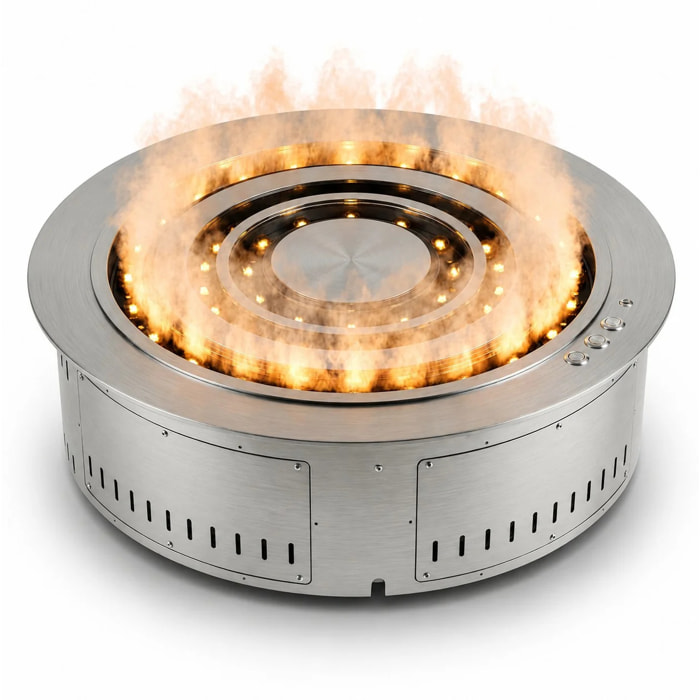 Round 3D 750- Inserto Camino Decorativo ad Acqua Senza Calore Ø75x17 cm con Effetto Fiamma a LED 3D