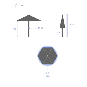 Parasol droit rond Soya Taupe
