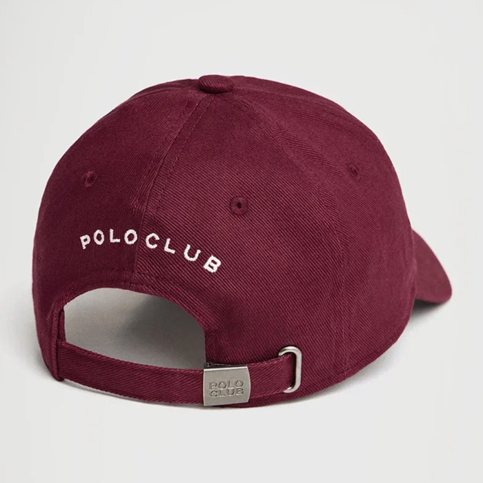Gorra granate de seis paneles con logo Rigby Go