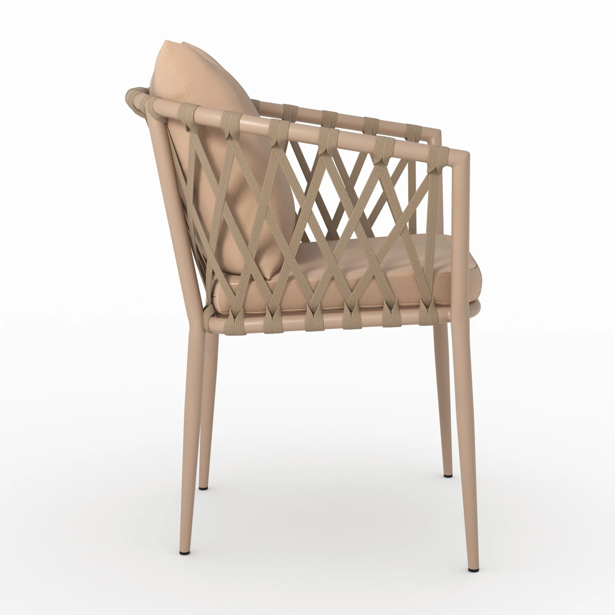 Lot de 2 chaises de jardin en métal et tissu taupe - Dulcy