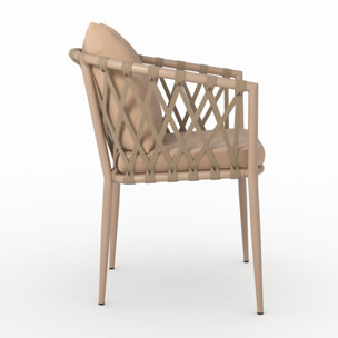 Lot de 2 chaises de jardin en métal et tissu taupe - Dulcy