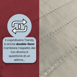 COPRIDIVANO TRENDY, Waterproof, Microfibra, No Stiro, Doubleface - BORDEAUX/PANNA