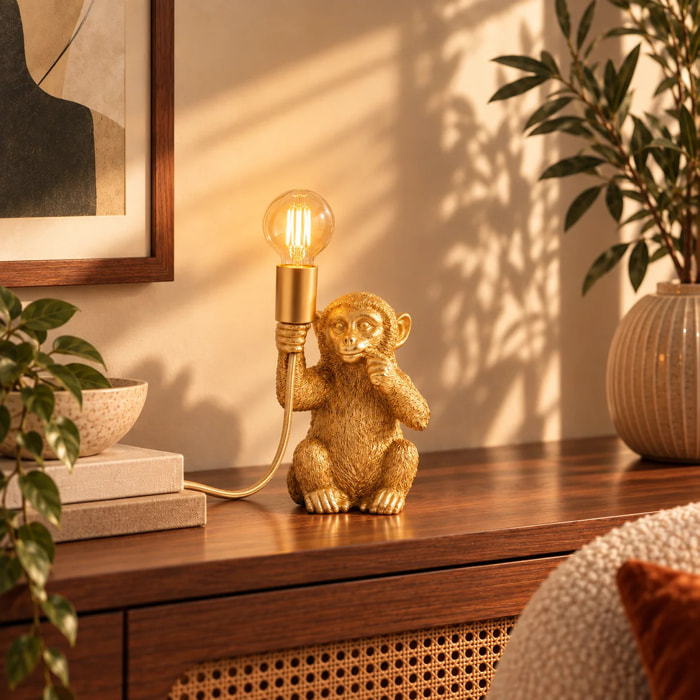 Lampe à poser en plastique doré - Monkey