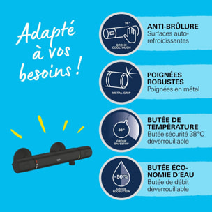 Mitigeur thermostatique douche Precision Trend, noir mat