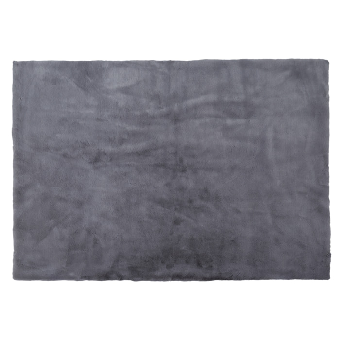Tapis Imitation Fourrure Fin Gris 120x170cm