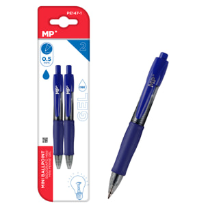 SET BOLÍGRAFOS GEL MINI PUNTA 0.7 mm 2 Uds azules.
