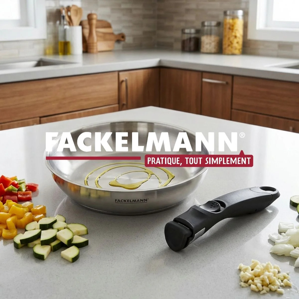Set 1 poêle avec manche amovible Fackelmann InoGrip