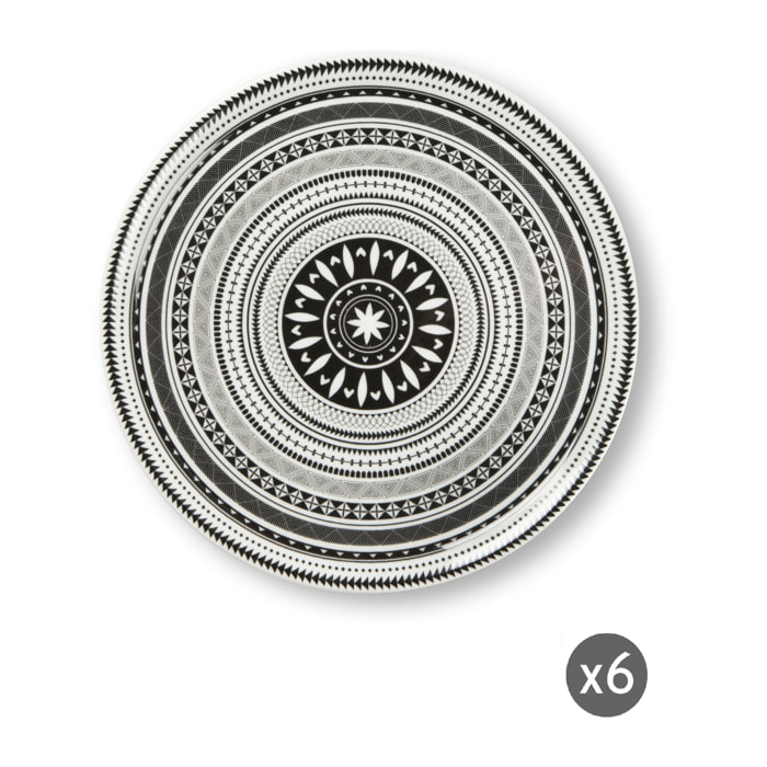Set 6 Piatti Pizza Excelsa – Etnico, Porcellana Multicolore