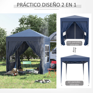 Outsunny Carpa Plegable 2x2m Exterior con 4 Paredes y Bolsa de Transporte Azul