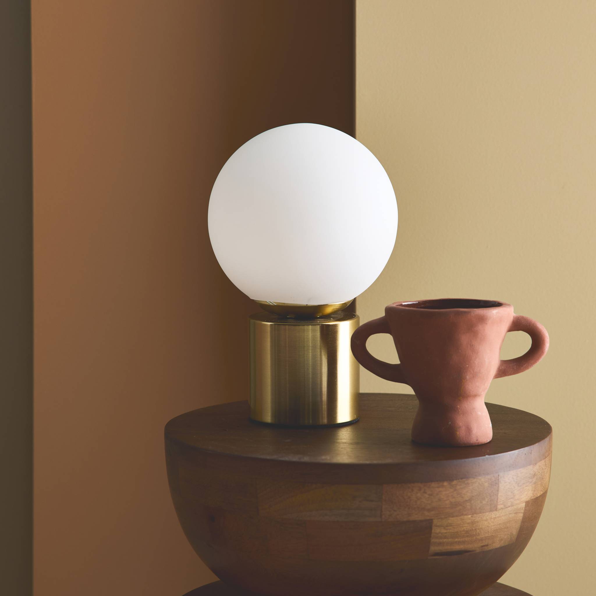 Lampe à poser métal et verre H 25cm NINO