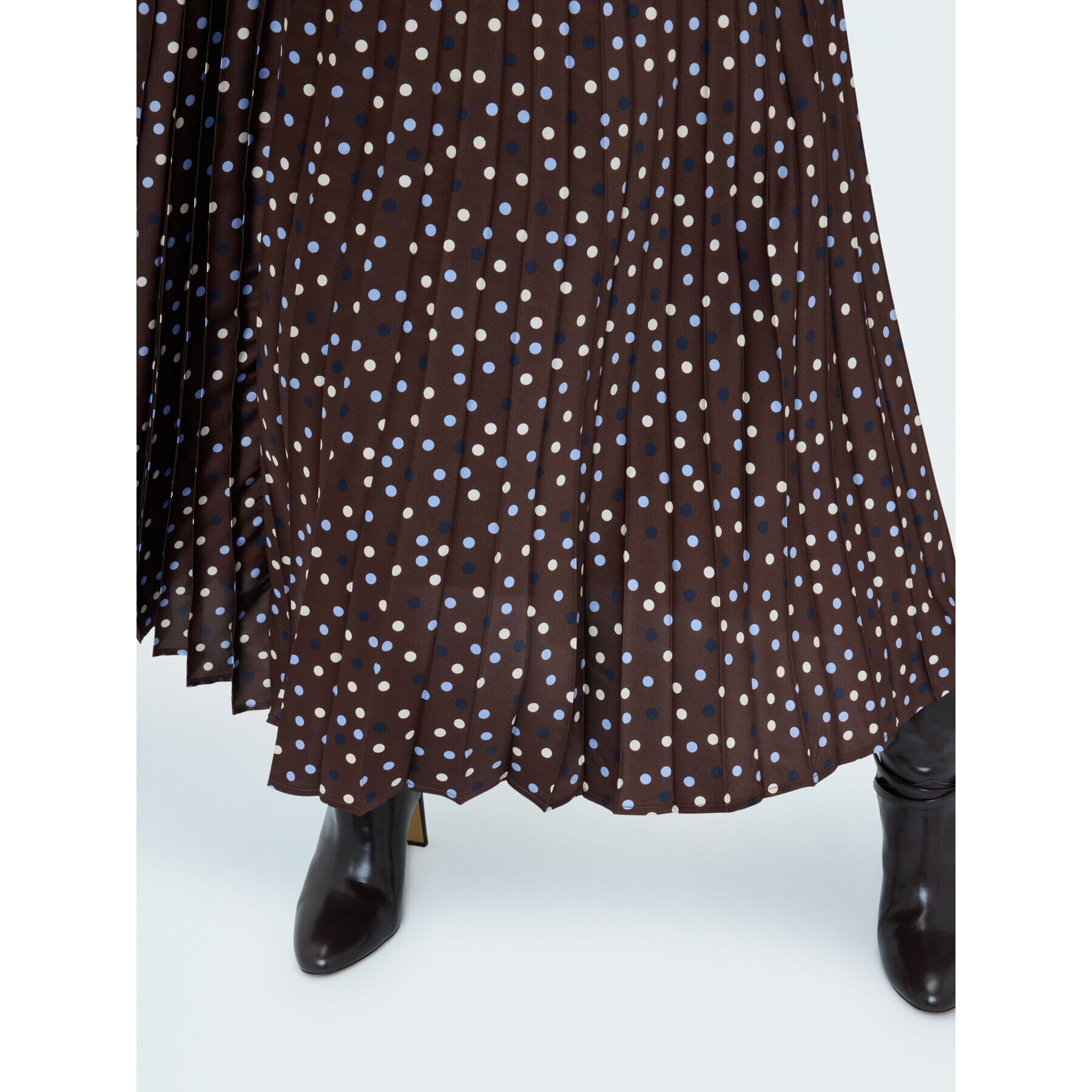 Fiorella Rubino - Gonna lunga a pois in raso plissé - Marrone
