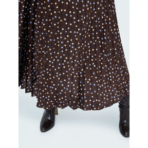 Fiorella Rubino - Gonna lunga a pois in raso plissé - Marrone