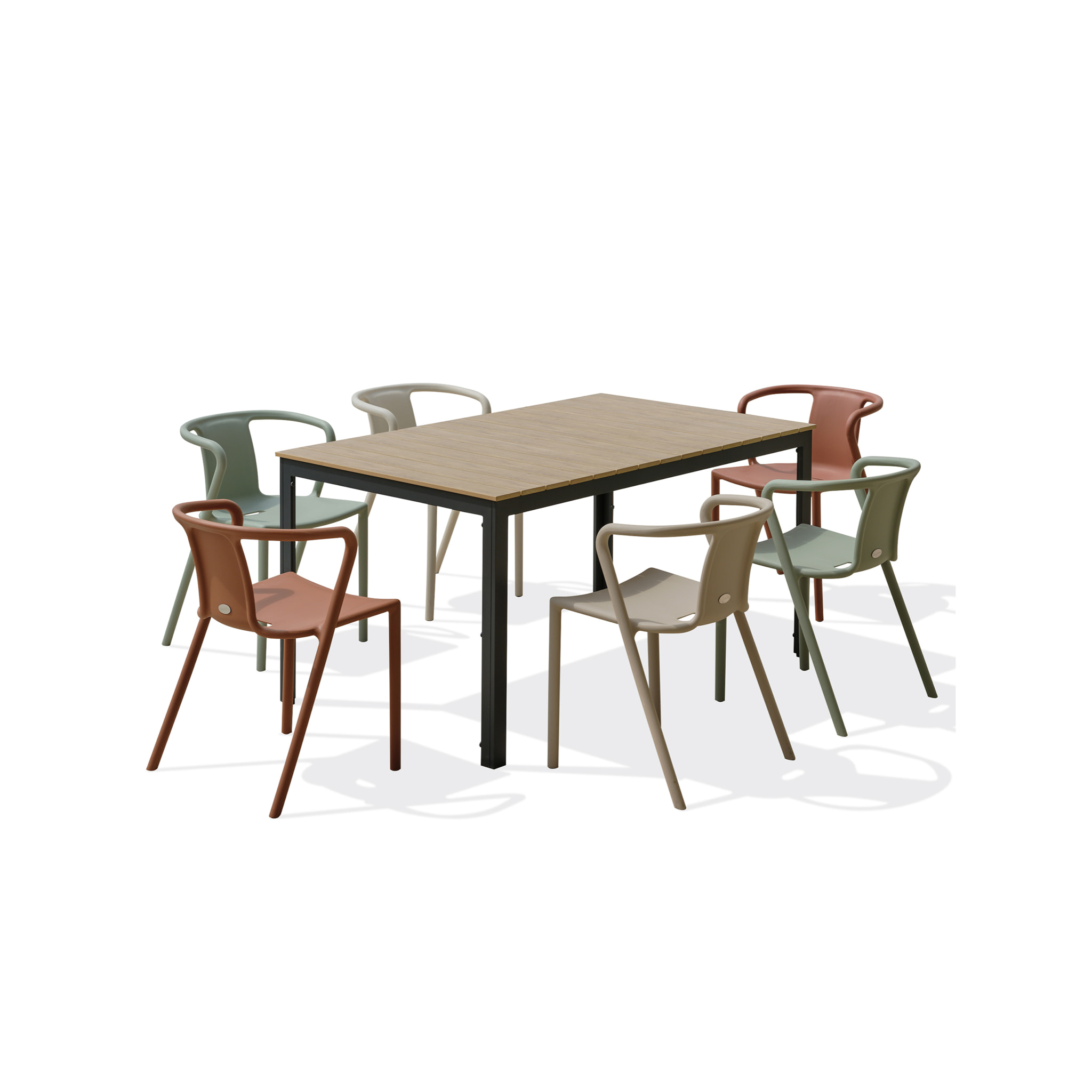 BOSTON - Ensemble repas de jardin 6 places en aluminium gris anthracite
