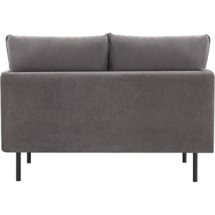 Canapé fixe tissu "Rudy" - 132 x 78 x 88 cm - 2 places - Gris foncé