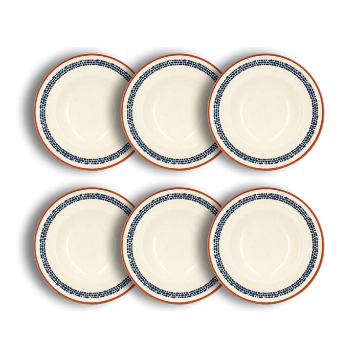 Lot de 6 assiettes à pâtes en faïence blanche 28cm AMATXI