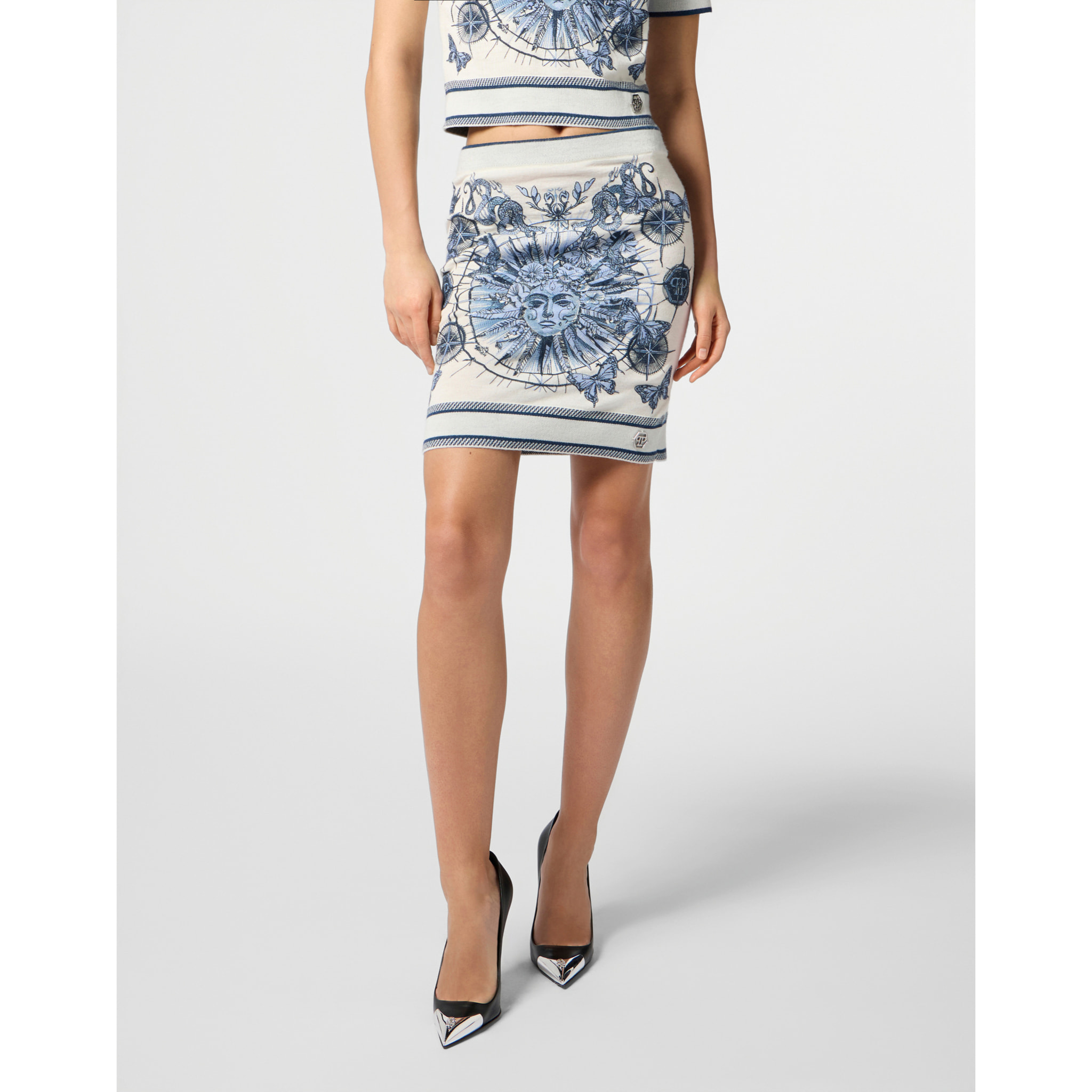 PHILIPP PLEIN Knitted Mini Skirt Butterfly Tattoo