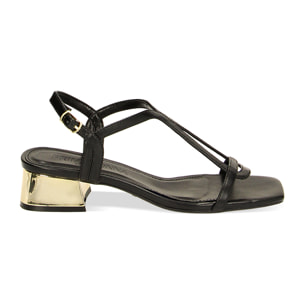 Sandali neri, tacco 3,5 cm