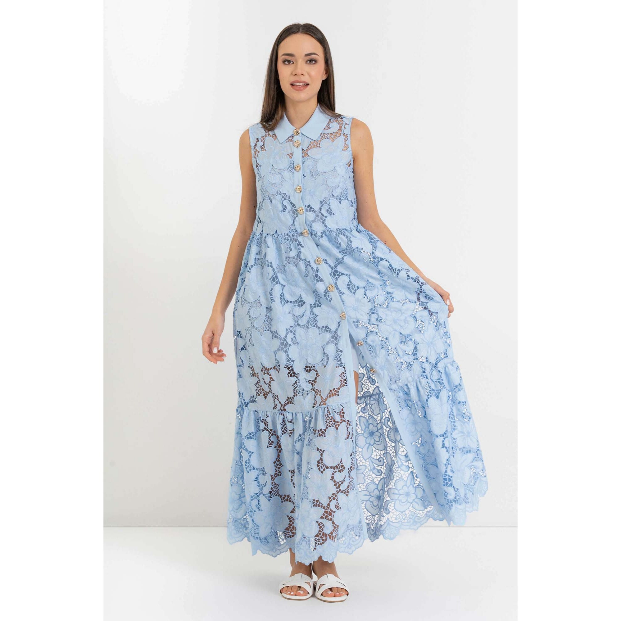 Kocca - Abito chemisier maxi in pizzo Donna