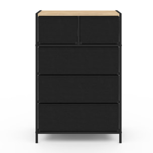 Commode Iris 5 tiroirs en bois et tissu