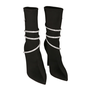 Stivaletti snake neri, tacco 10,5 cm