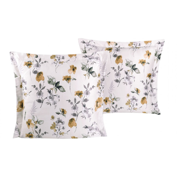 Lot de 2 Taies d'oreiller satin de coton imprimé
