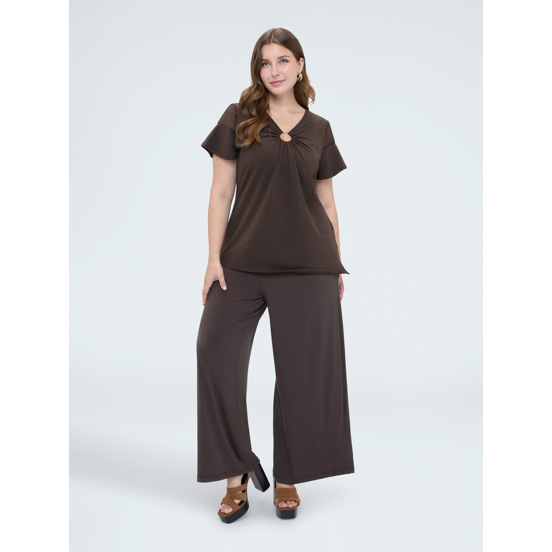 Fiorella Rubino - Pantaloni palazzo in jersey - Marrone