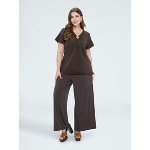 Fiorella Rubino - Pantaloni palazzo in jersey - Marrone