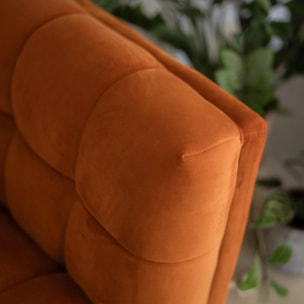 Fauteuil en velours orange curcuma - Mona