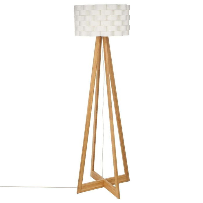 Lámpara de pie perfecta para la decoracion en bambu color blanco|D. 50 x H. 150 cm