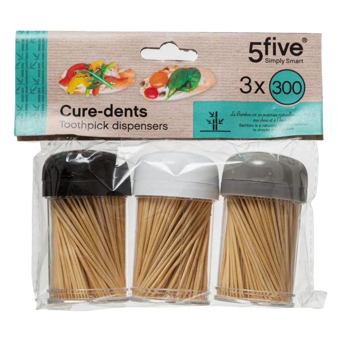 Lot de 3 pots cure dents