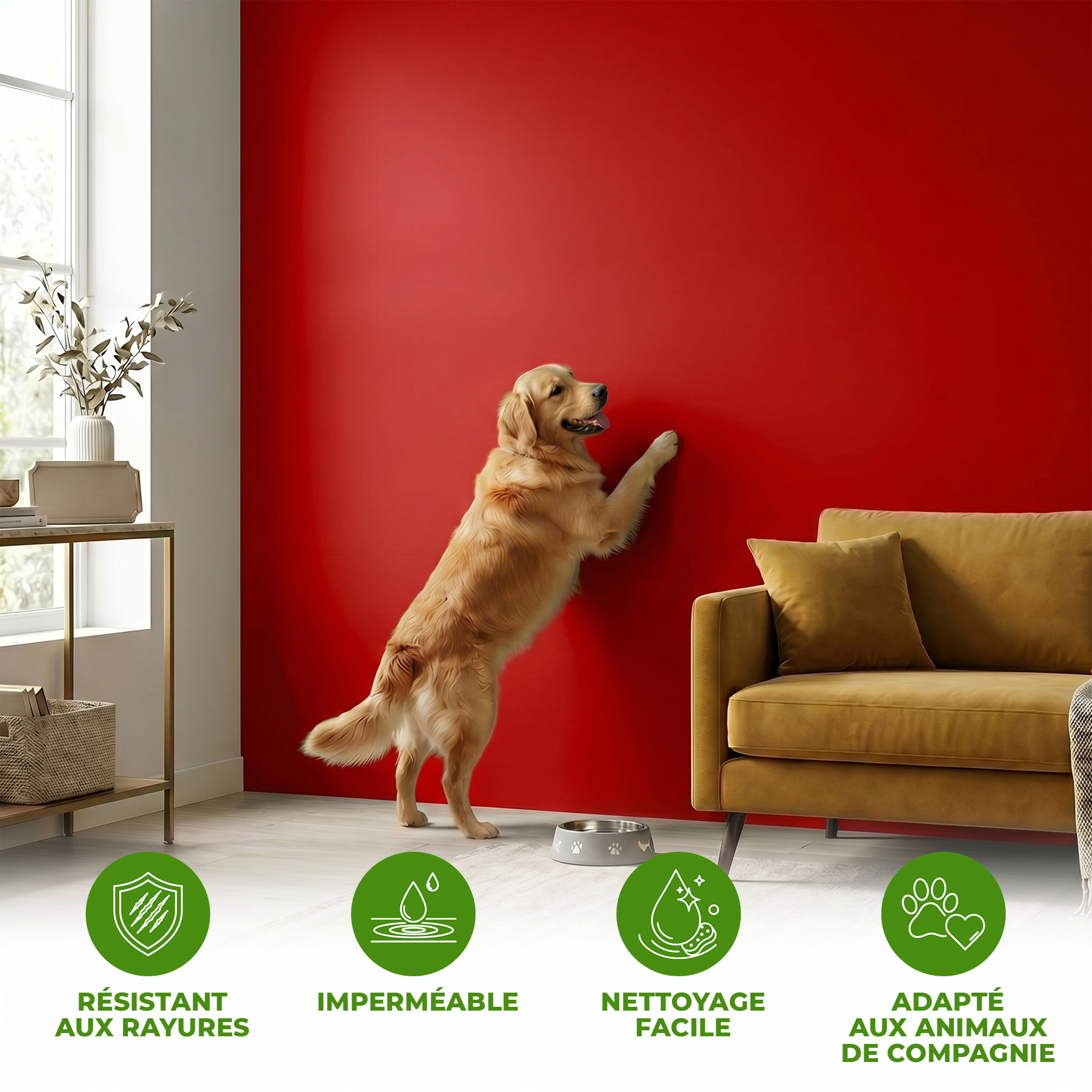 Rouleau adhésif décoratif Vinyle au Mètre - Rouge tomate - Sticker Lavable Imperméable Mur Cuisine Meubles