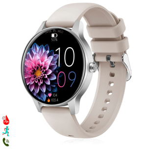 Smartwatch QS80 con llamadas BT, notificaciones push. Monitor deportivo y de salud.
