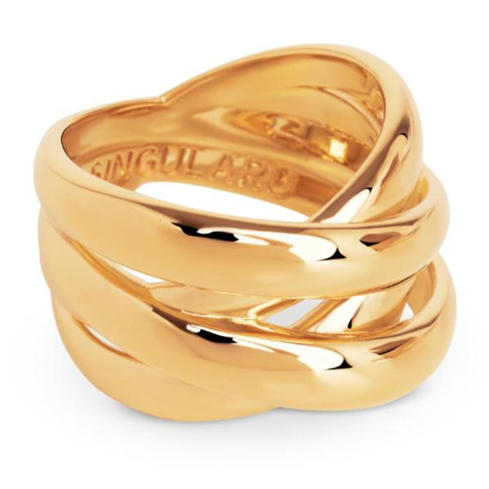 Anillo Double Cross Baño Oro