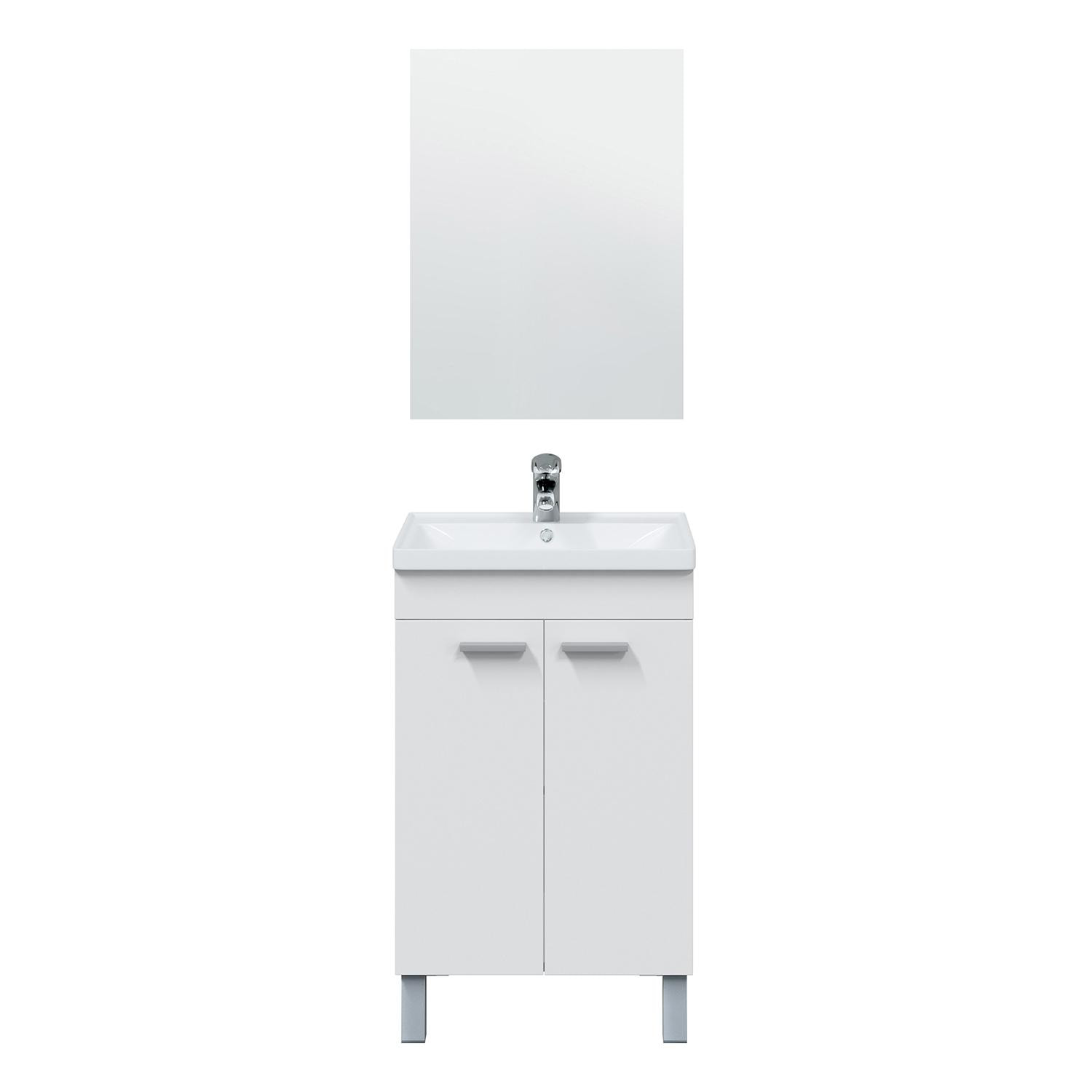 Mueble baño levis 2p 50cm color blanco brillo con espejo, sin lavabo