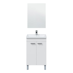 Mueble baño levis 2p 50cm color blanco brillo con espejo, sin lavabo