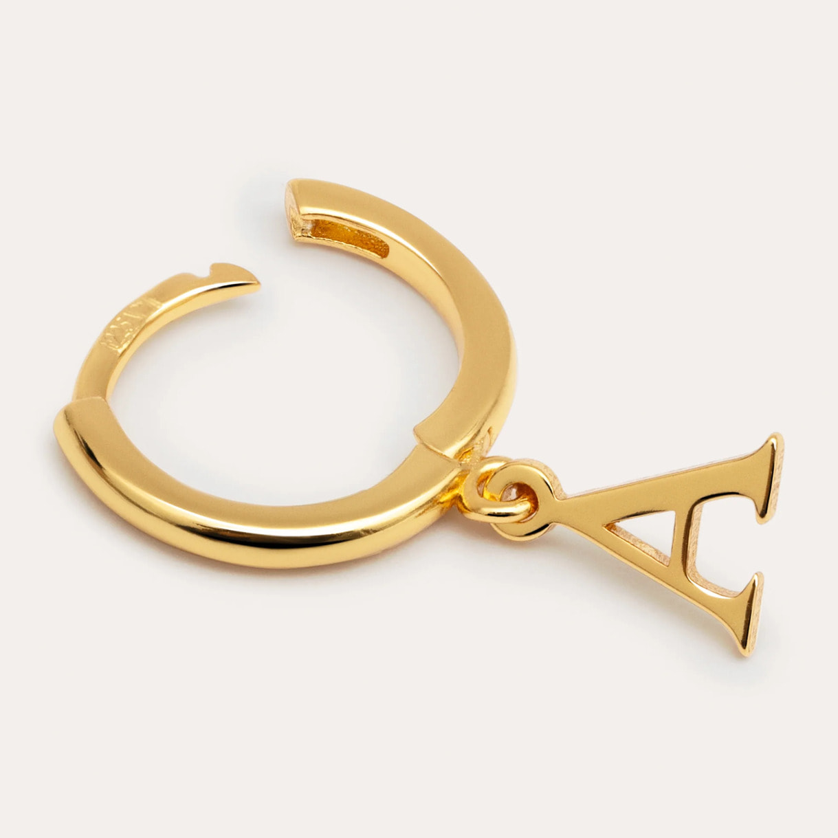 Pendiente Suelto Personalizado Aro Letter Plata Baño Oro