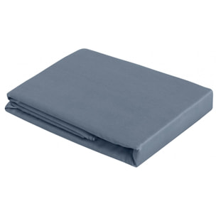 Drap plat satin de coton bleu