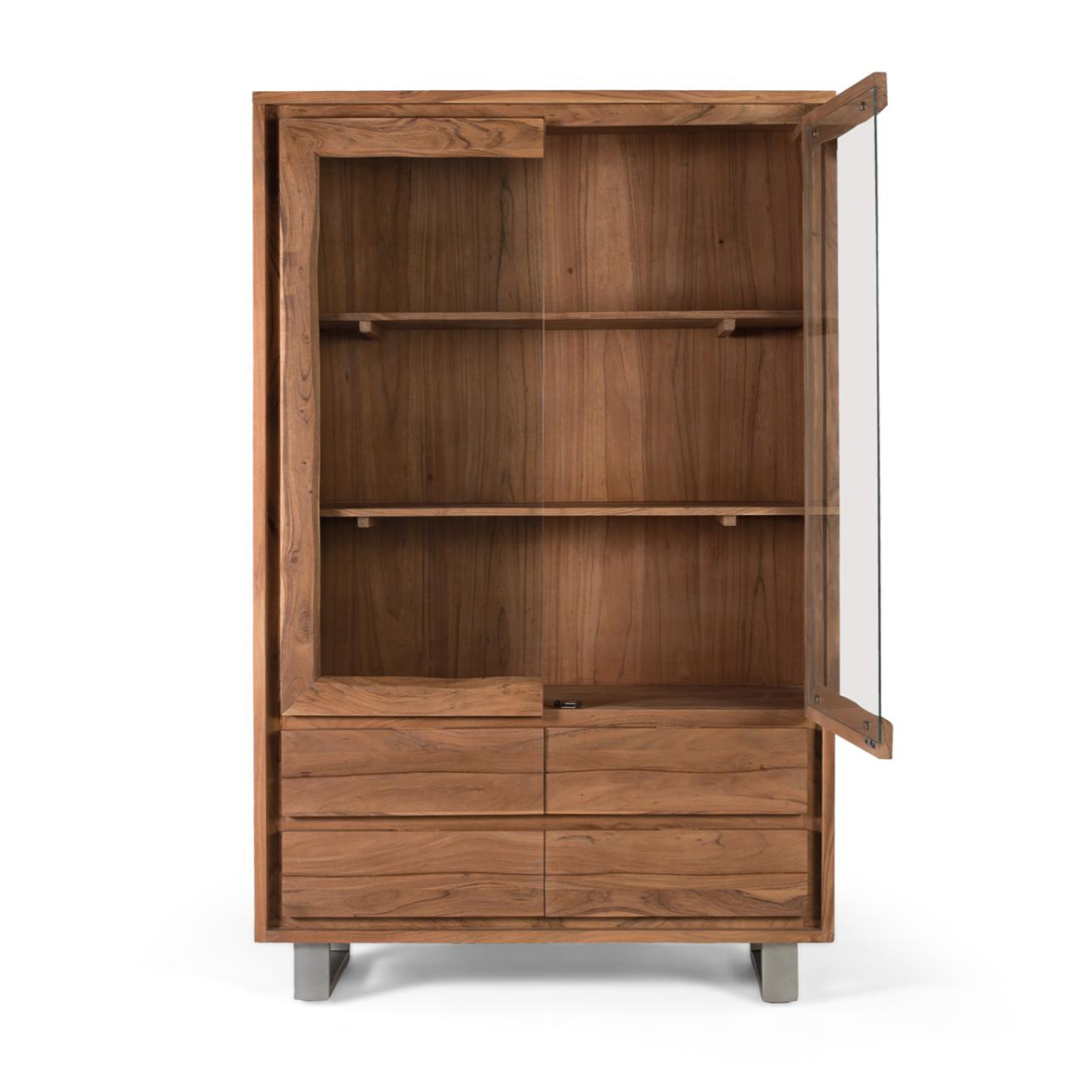 Vitrina de Madera de Acacia 120 Cm Estilo Rústico Moderno