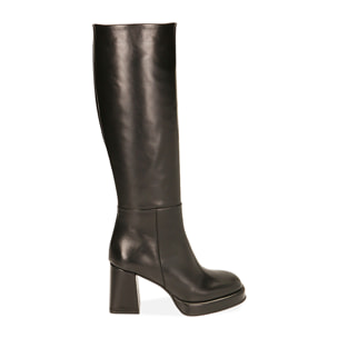 Botas negras de piel tacón 8,5 cm
