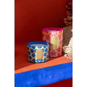 J-Line bougie parfumée Hapiness Blooms - White Musk Violet - bleu/jaune - small - 30H