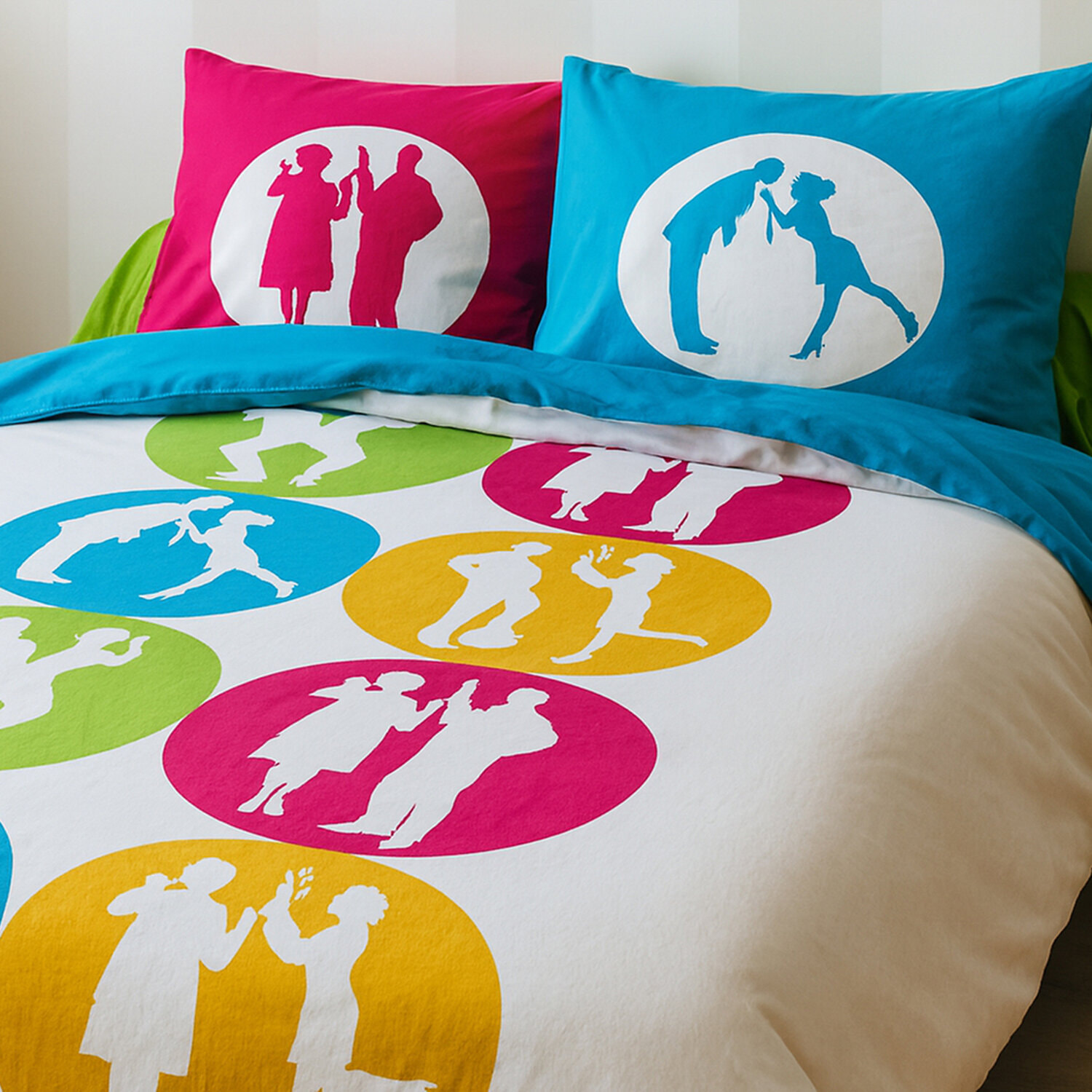 Parure housse de couette 100% coton scene de menage