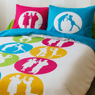 Parure housse de couette 100% coton scene de menage