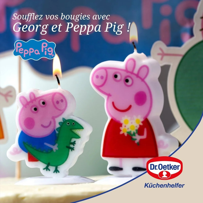 Lot de 2 bougies en cire personnages pour les anniversaires des enfants Dr. Oetker Peppa Pig