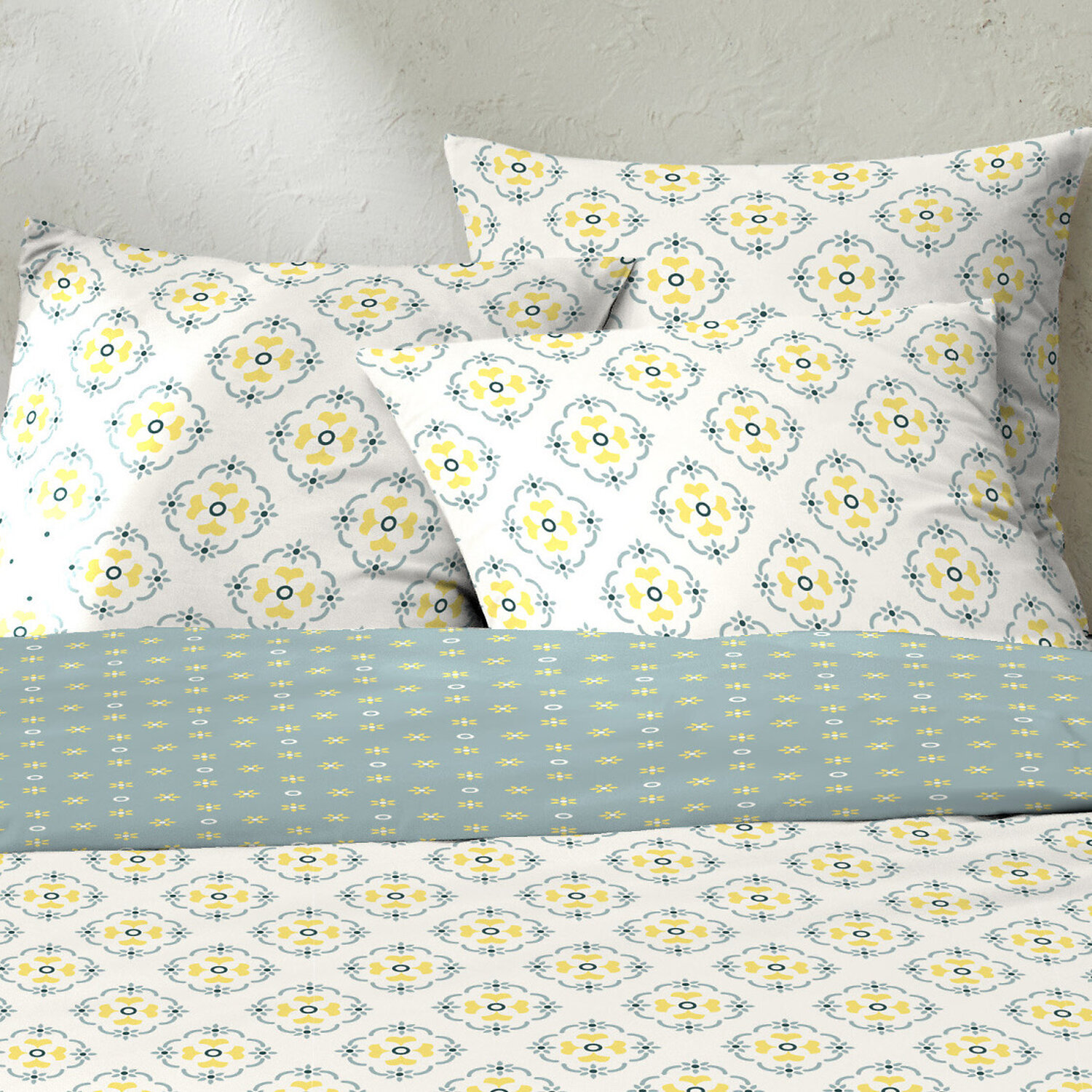 Parure housse de couette 3pcs coton 51 fils creala multico