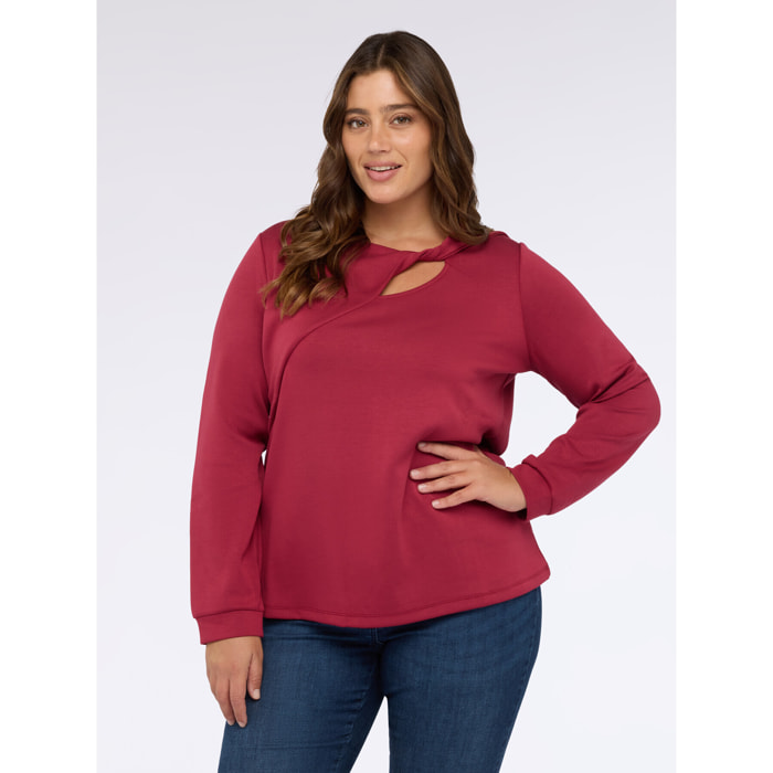 Fiorella Rubino - T-shirt in scuba con dettaglio cut-out - Bordeaux