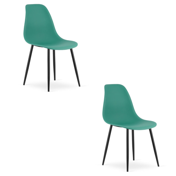 Set di 2 sedie moderne WAT in polipropilene verde